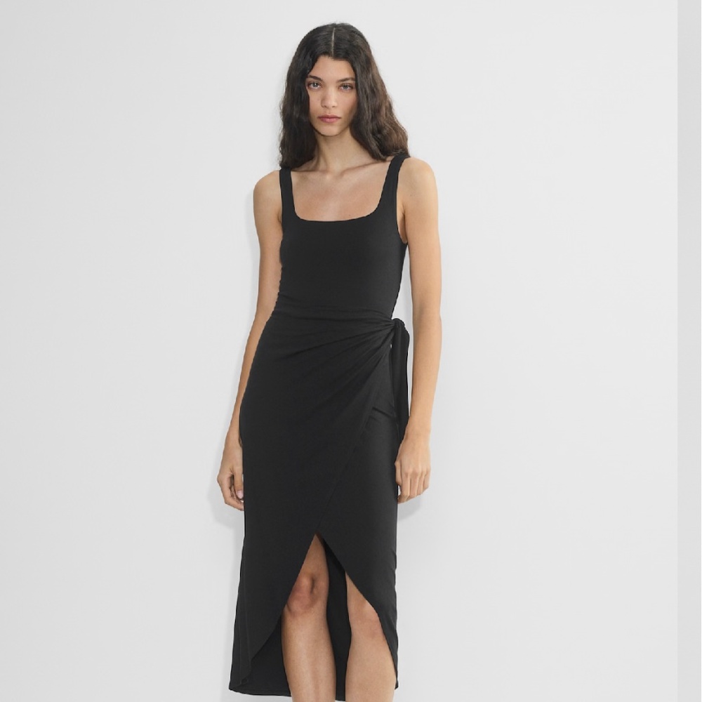 Aritzia Saturn Black Resort Wrap Dress